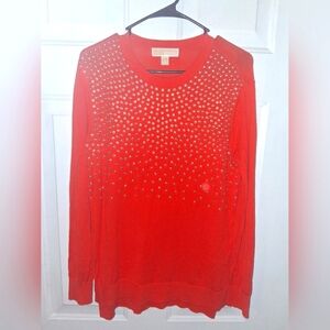 Michael Kors Sweater has been embellished in Gold Studs Orange Size M Like New!